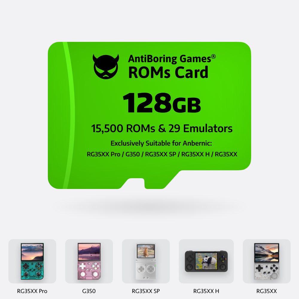 【Superb Games Cards】128GB Exclusively Compatible with Anbernic : RG 34XX SP / RG 35XX Pro / 40XX V  15500 Games & 29 Emulators Pre-installed