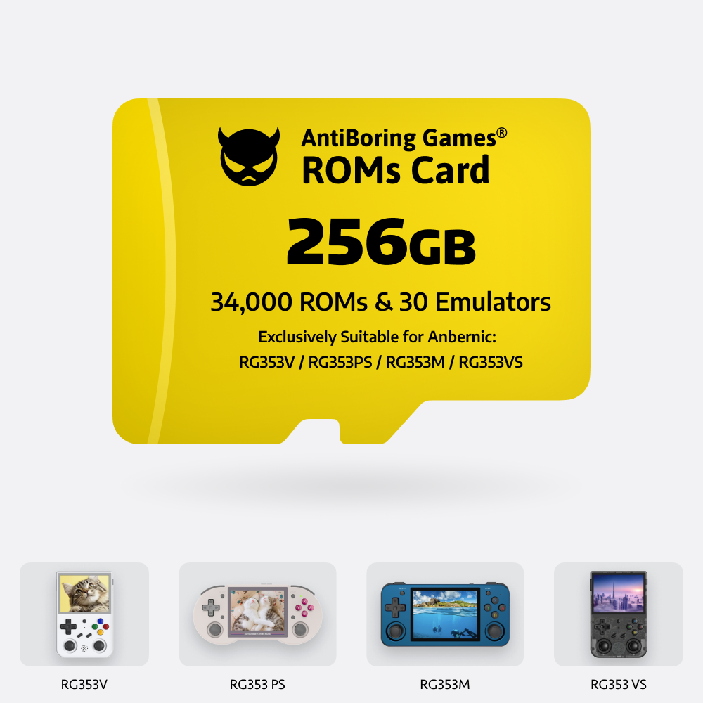 【Superb Games Cards】256GB Exclusively Compatible with: RG556/RG476H/RGCUBE/RG406H/V, //RG505, RG405V/M, RG353Series 34000 Games & 30 Emulators Pre-installed