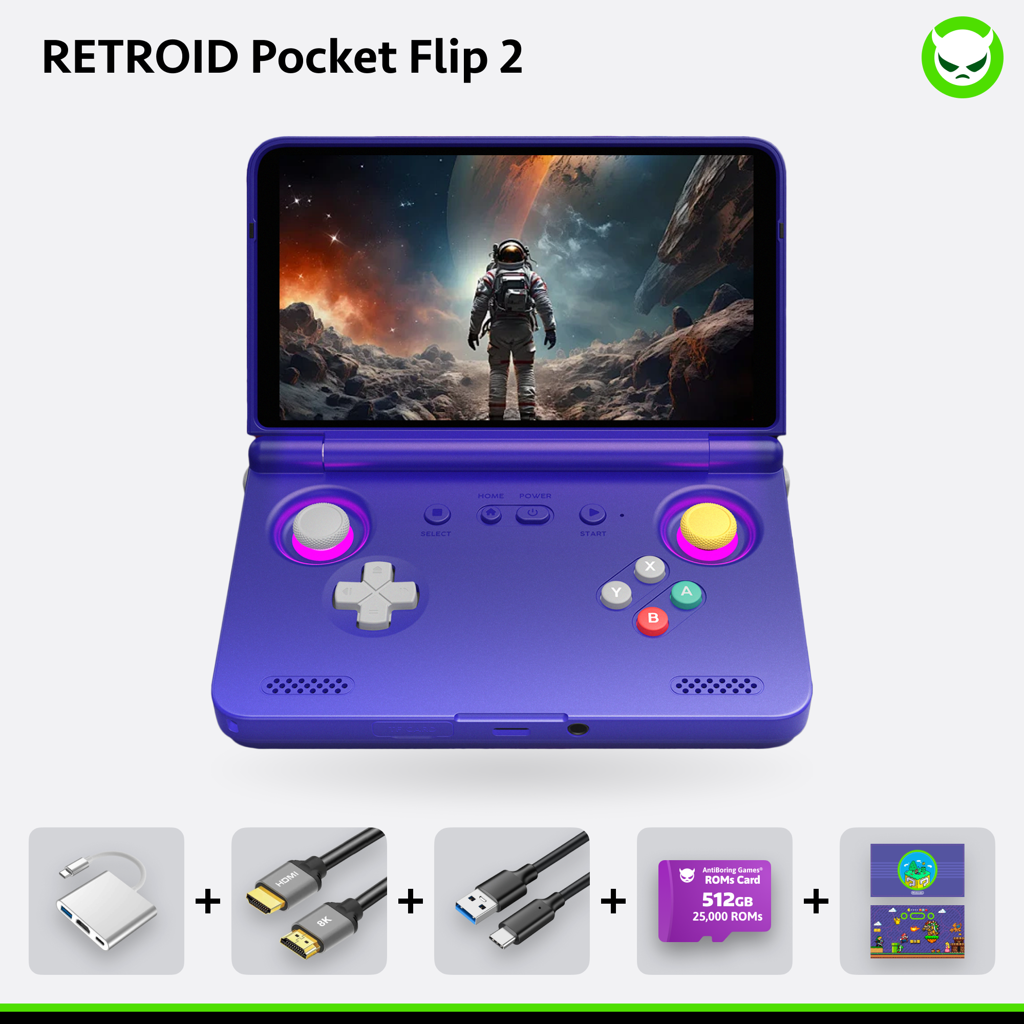 【Pre-configured】Retroid Pocket Flip2 (25K+ Games Pre-installed)