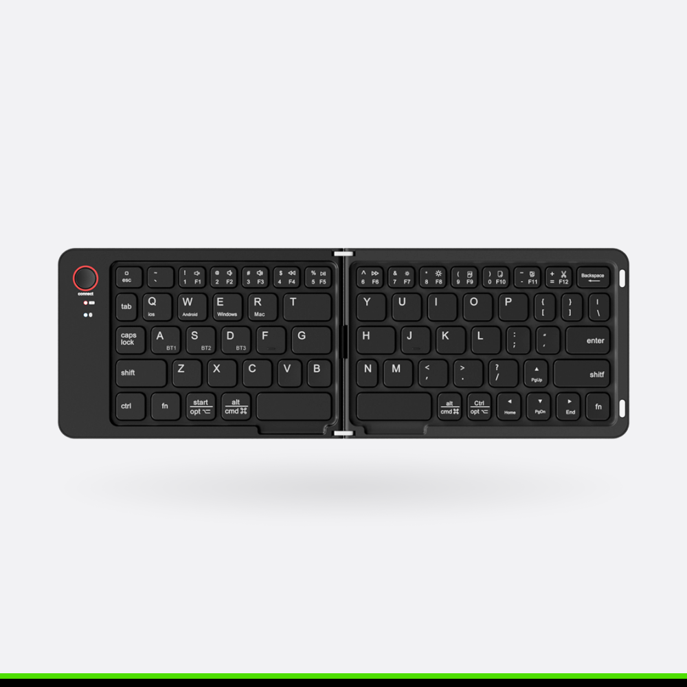 B023 Bluetooth Foldable Keyboard - Compact, Ergonomic, 10-Day Battery, Multi-System Compatible, Ideal for Travel, Grey/White