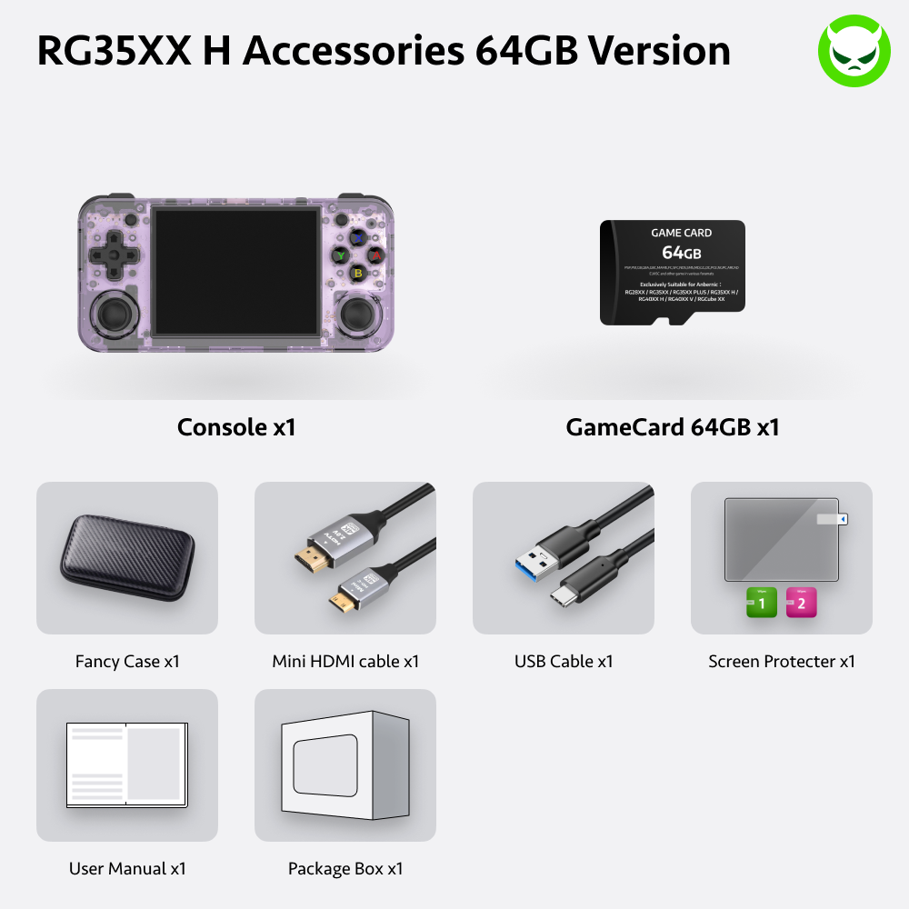 Anbernic RG35XX H Handheld Game Console 【35 Emulators & Over 18K Games Pre-installed】