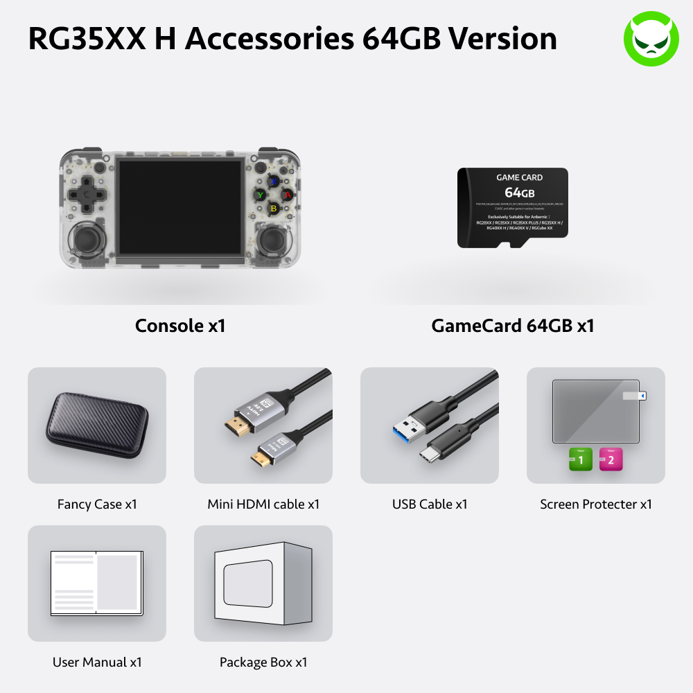 Anbernic RG35XX H Handheld Game Console 【35 Emulators & Over 18K Games Pre-installed】