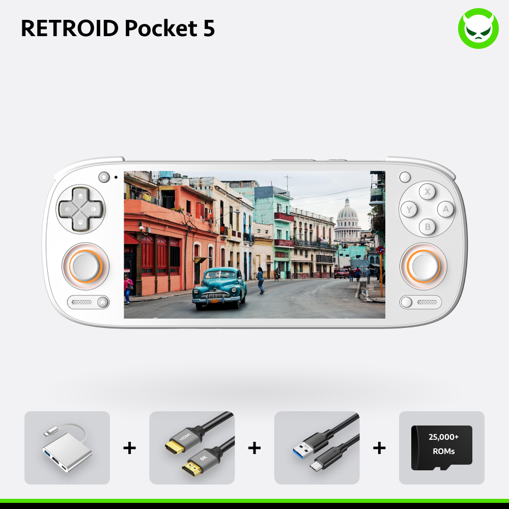 Retroid Pockect 5 Handheld【Pre-configured】Retro Game Console SD865 (34 Emulators / 25K+ Games Pre-installed)