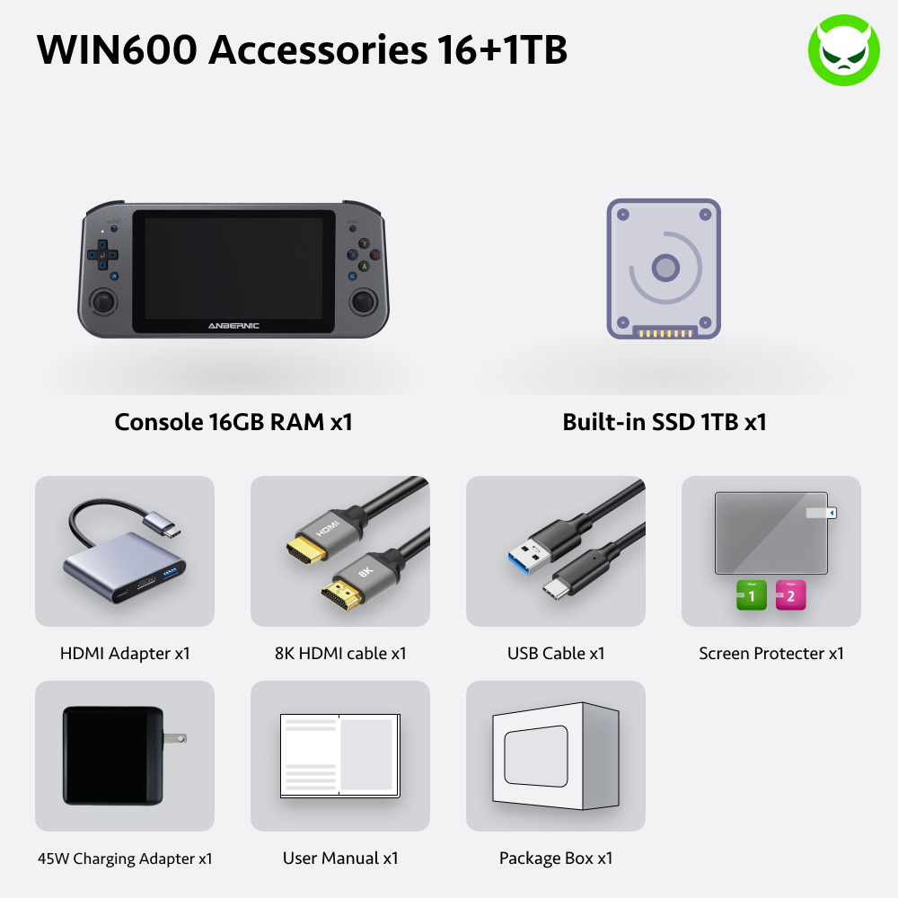 Anbernic Win600 Handheld Game Console 【30 Emulators & Over 35K Games Pre-installed】