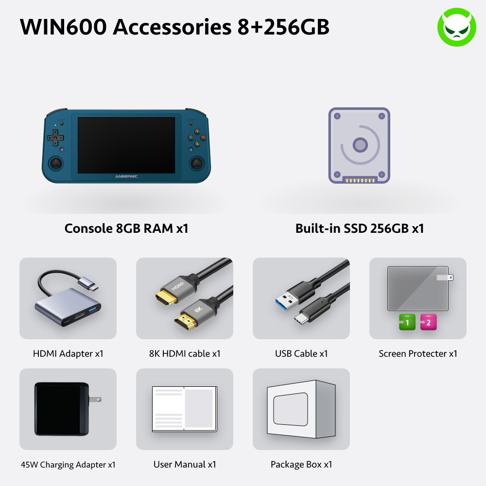 Anbernic Win600 Handheld Game Console 【30 Emulators & Over 35K Games Pre-installed】
