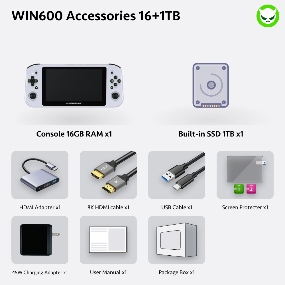 Anbernic Win600 Handheld Game Console 【30 Emulators & Over 35K Games Pre-installed】