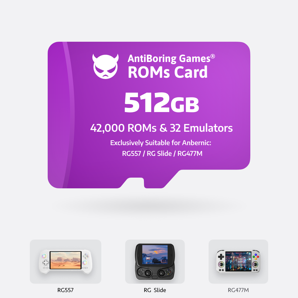 [Super Games Card] 512GB For: RG557 / RGSlide / RG477M / RG556 / RG476H / RG406HV 42000 Games & 28 Emulators Pre-installed
