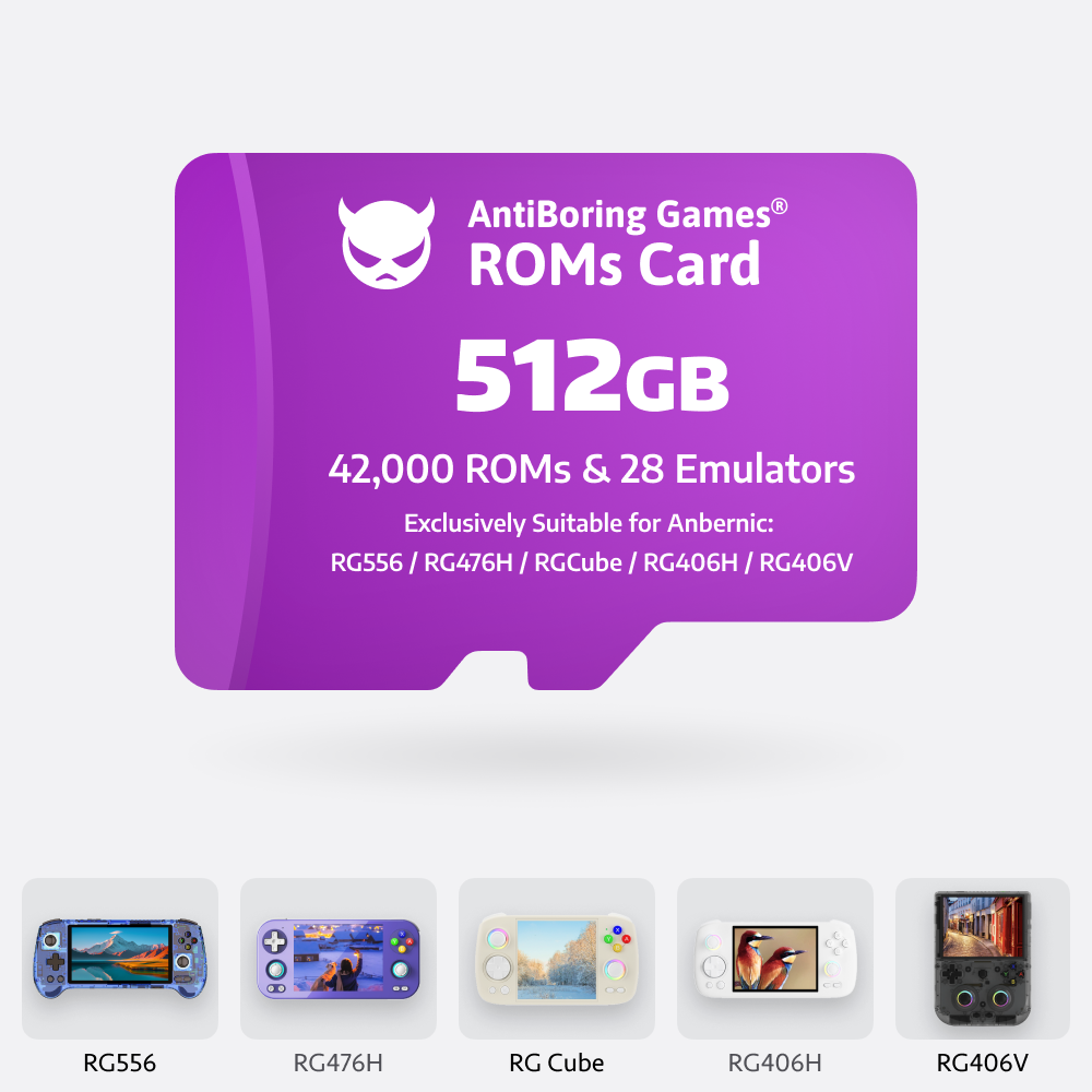 [Super Games Card] 512GB For: RG557 / RGSlide / RG477M / RG556 / RG476H / RG406HV 42000 Games & 28 Emulators Pre-installed