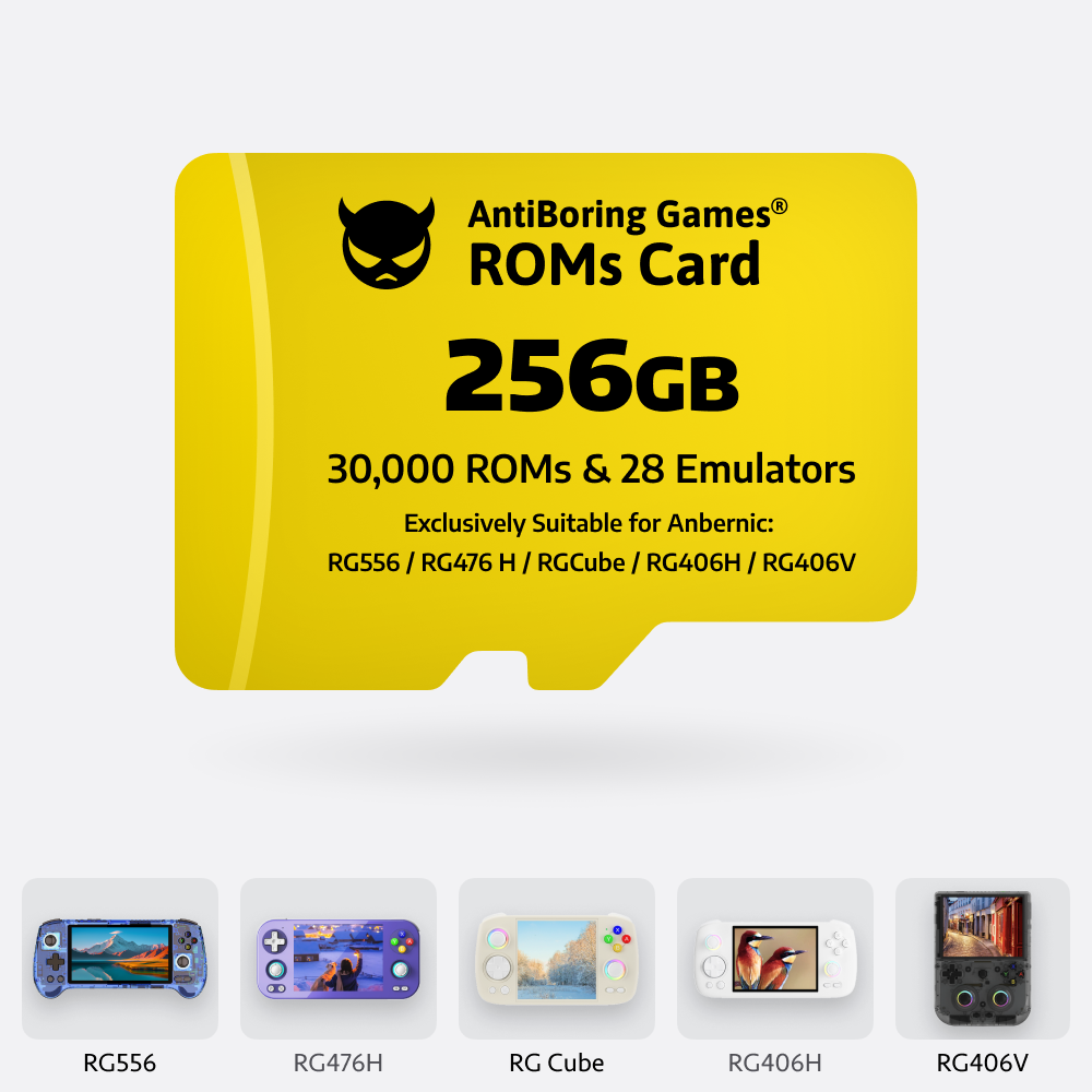 【Superb Games Cards】256GB Exclusively Compatible with: RG556/RG476H/RGCUBE/RG406H/V, //RG505, RG405V/M, RG353Series 34000 Games & 30 Emulators Pre-installed