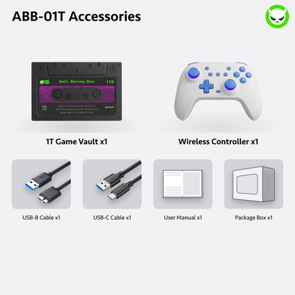 Anti Boring Box Game Vault Hard Disk Drive【Buy 1 Get 1 Programmable Wireless Game Controller+1 USB-B Cable+ 1 USB-C Cable + 2 Stickers】【70000 for 2TB】【57000 for 1TB】Switch / PS4 / PS3 / XBOX360 / 3DS, etc Games Collections Ready to Play Gift Package