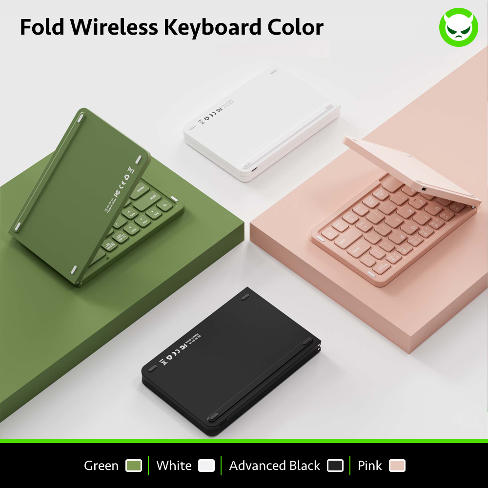 B023 Bluetooth Foldable Keyboard - Compact, Ergonomic, 10-Day Battery, Multi-System Compatible, Ideal for Travel, Grey/White