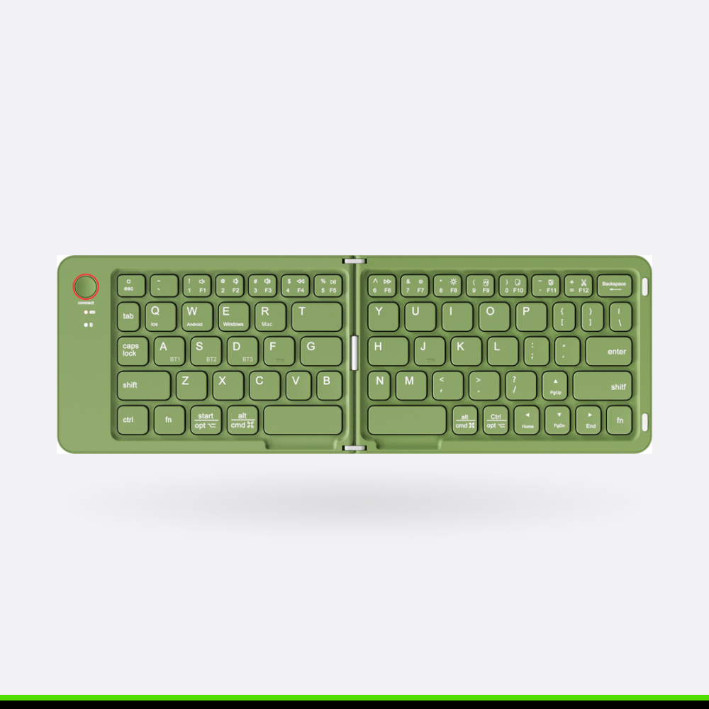 B023 Bluetooth Foldable Keyboard - Compact, Ergonomic, 10-Day Battery, Multi-System Compatible, Ideal for Travel, Grey/White