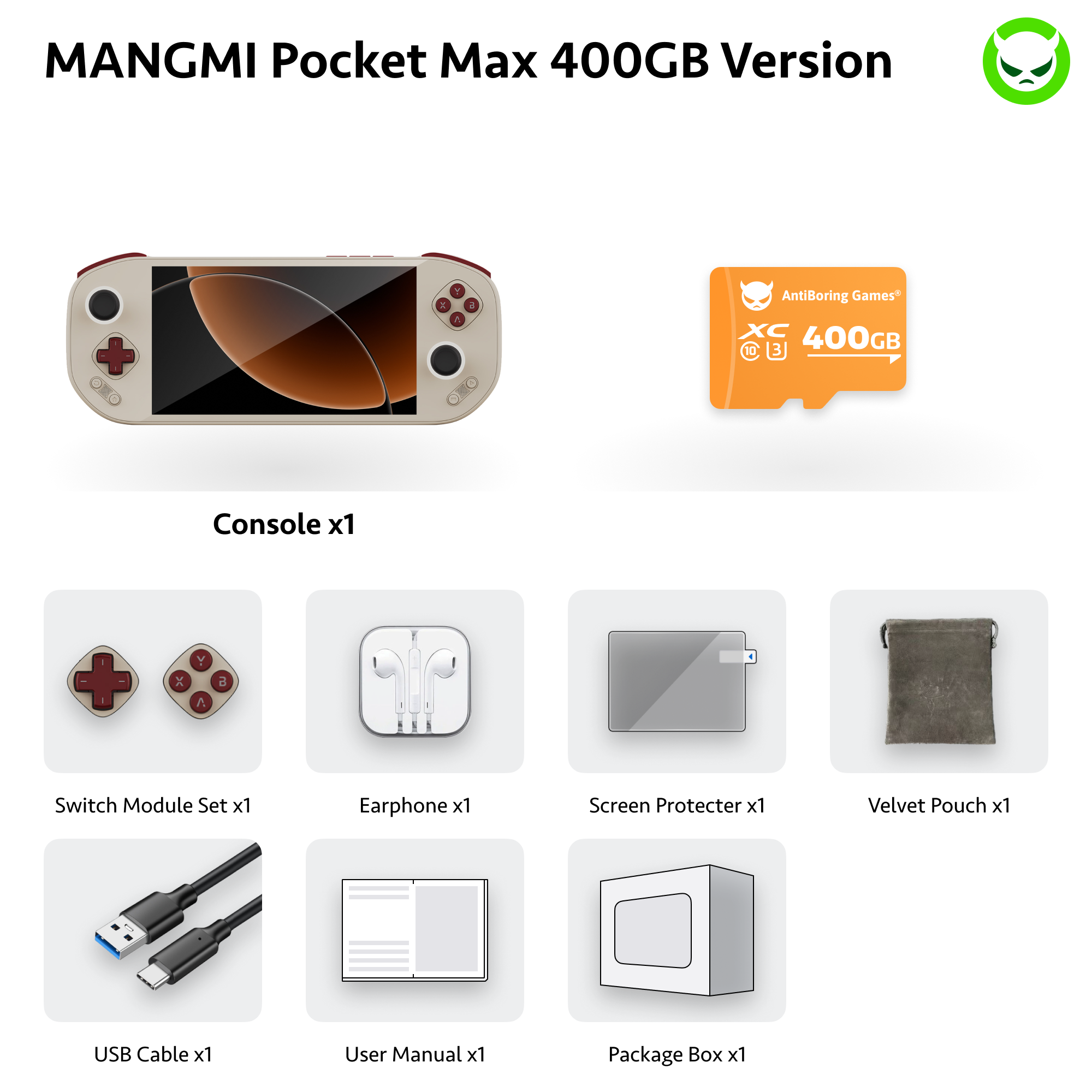 MANGMI Pocket Max【Préconfigurée】Console de jeux rétro SD865