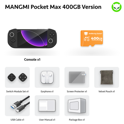 MANGMI Pocket Max【Préconfigurée】Console de jeux rétro SD865