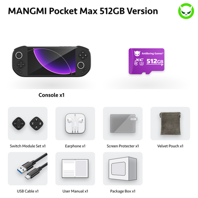 MANGMI Pocket Max【Préconfigurée】Console de jeux rétro SD865