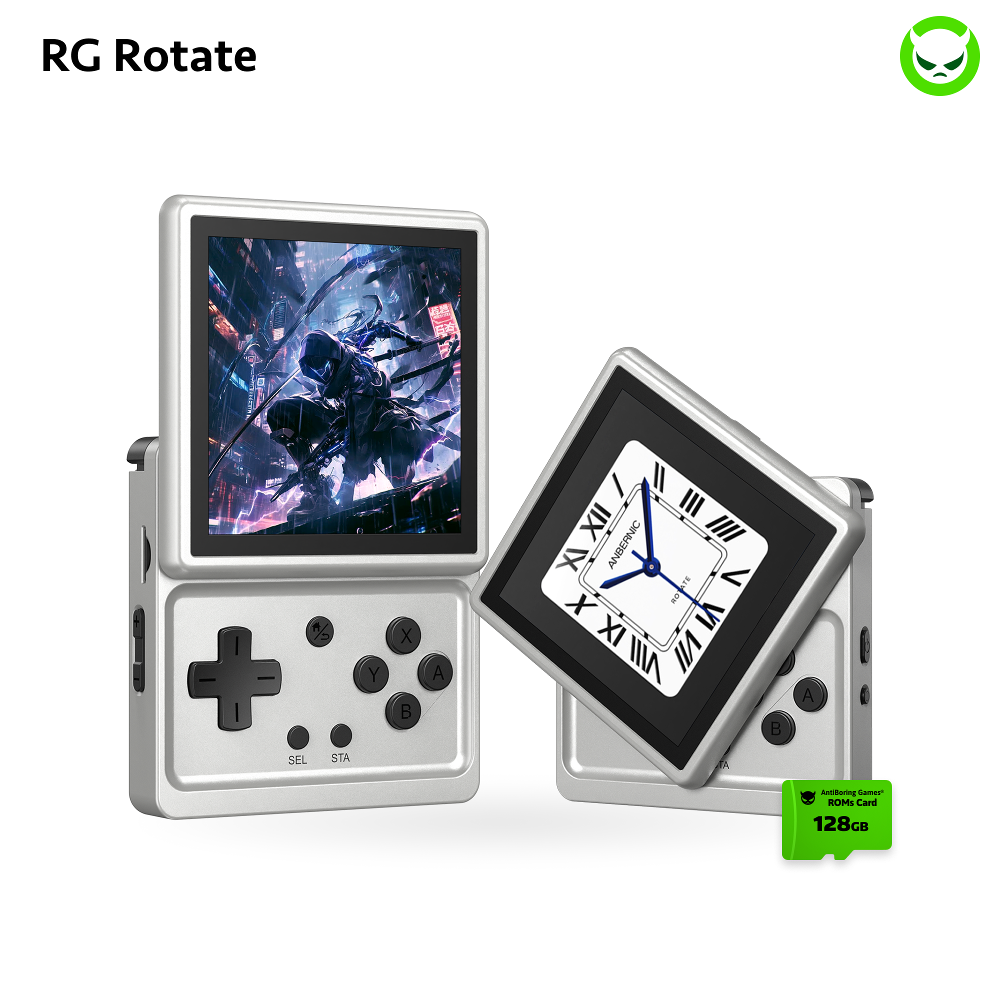 Anbernic RG Rotate | Full Pre-configured🚩28Emu🎮9K+💾🚩3.5‘ Rotate Screen🚩Dual-Material Body🚩Unisoc T618 chipset