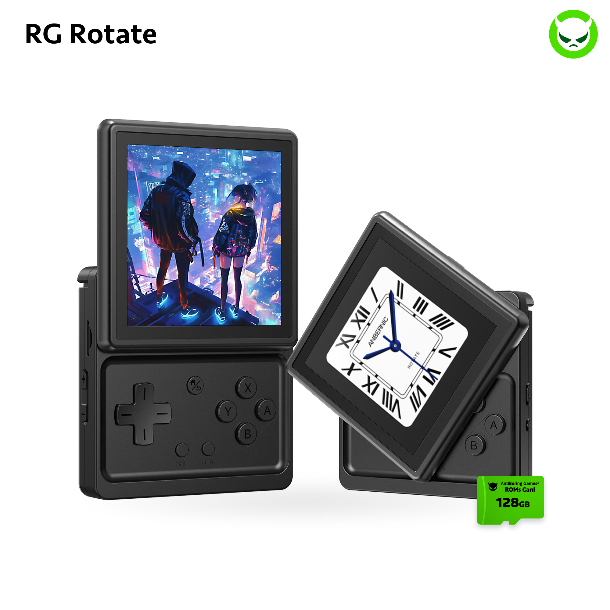 Anbernic RG Rotate | Full Pre-configured🚩28Emu🎮9K+💾🚩3.5‘ Rotate Screen🚩Dual-Material Body🚩Unisoc T618 chipset