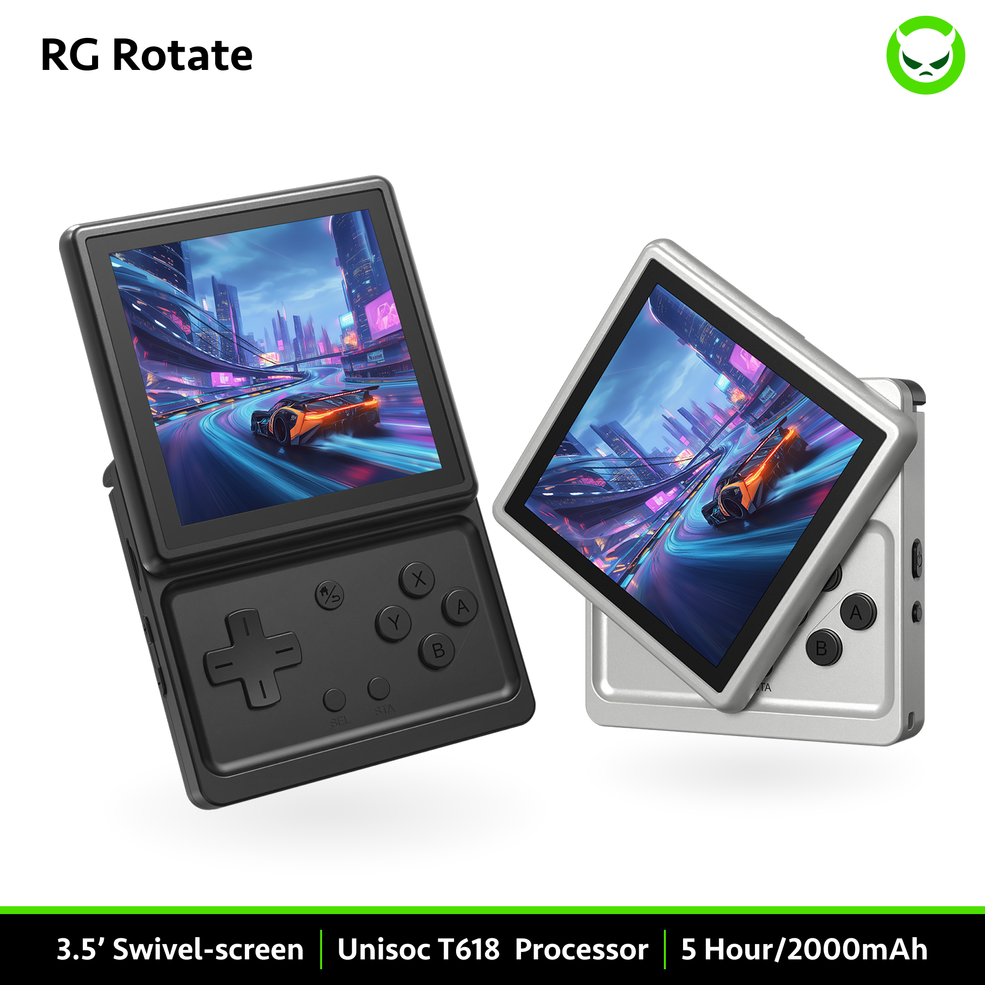 Anbernic RG Rotate | Full Pre-configured🚩28Emu🎮9K+💾🚩3.5‘ Rotate Screen🚩Dual-Material Body🚩Unisoc T618 chipset