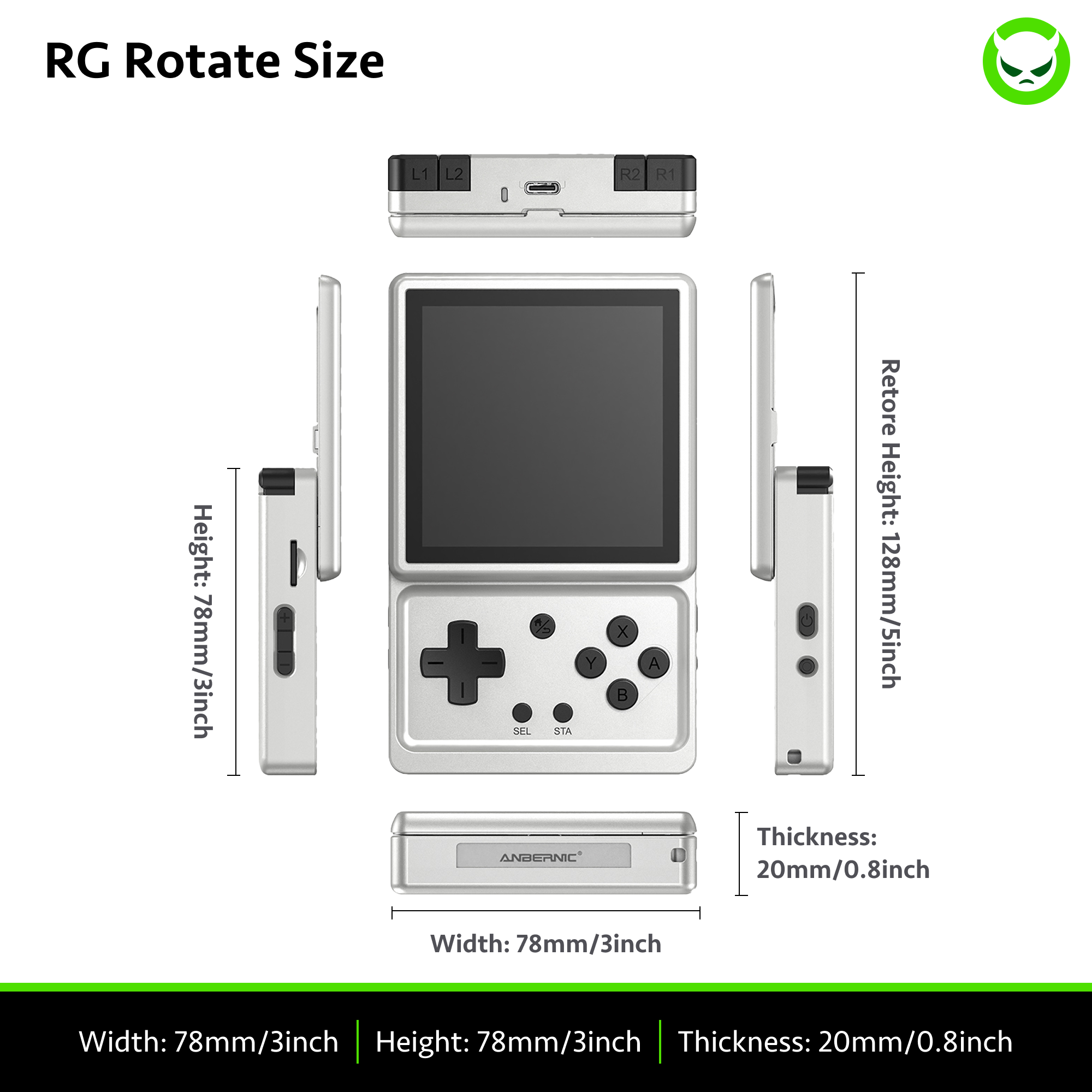 Anbernic RG Rotate | Full Pre-configured🚩28Emu🎮9K+💾🚩3.5‘ Rotate Screen🚩Dual-Material Body🚩Unisoc T618 chipset