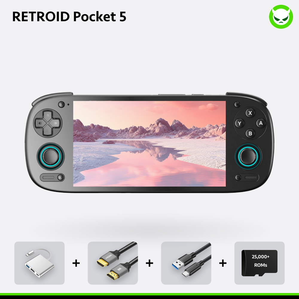 Retroid Pockect 5 Handheld【Pre-configured】Retro Game Console SD865 (34 Emulators / 25K+ Games Pre-installed)