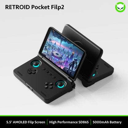 Retroid Pocket Flip 2 Handheld【Pre-configured】Retro Game Console SD865 (34 Emulators / 25K+ Games Pre-installed)