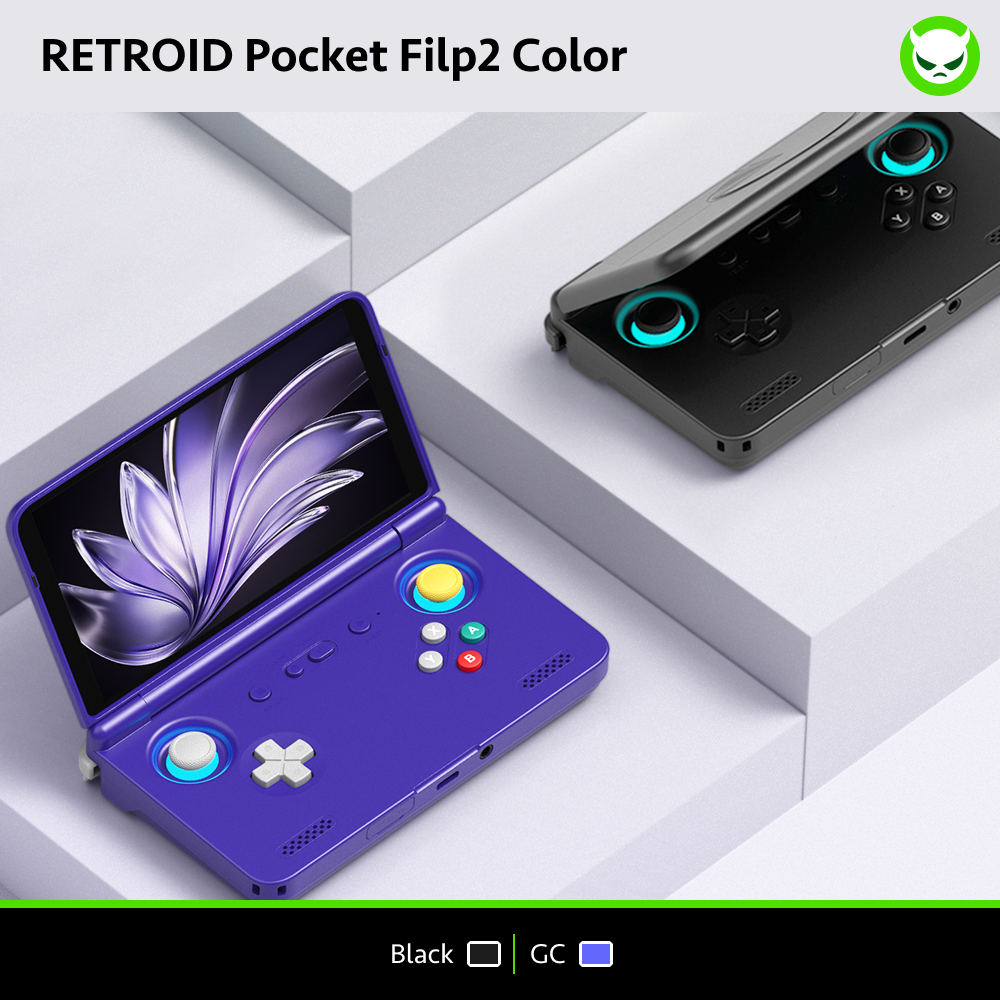 Retroid Pocket Flip 2 Handheld【Pre-configured】Retro Game Console SD865 (34 Emulators / 25K+ Games Pre-installed)
