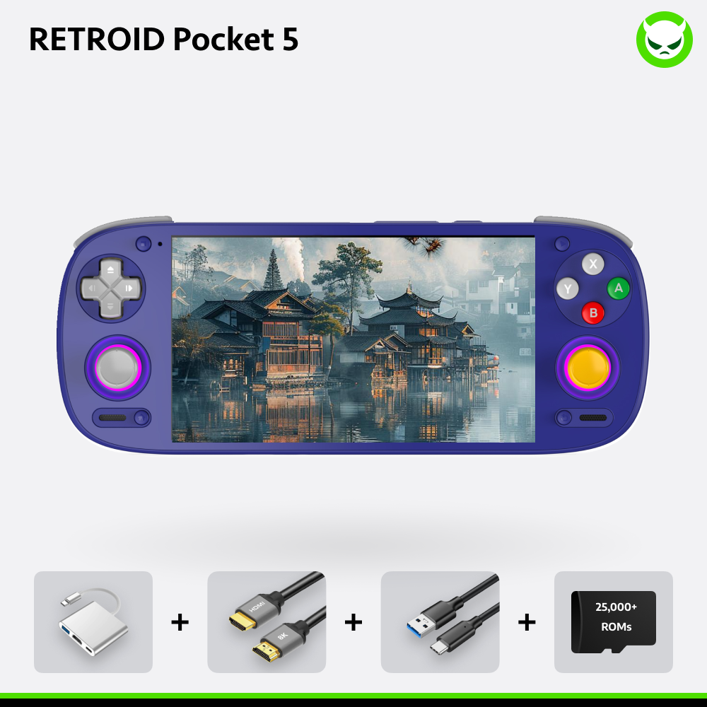 Retroid Pockect 5 Handheld【Pre-configured】Retro Game Console SD865 (34 Emulators / 25K+ Games Pre-installed)