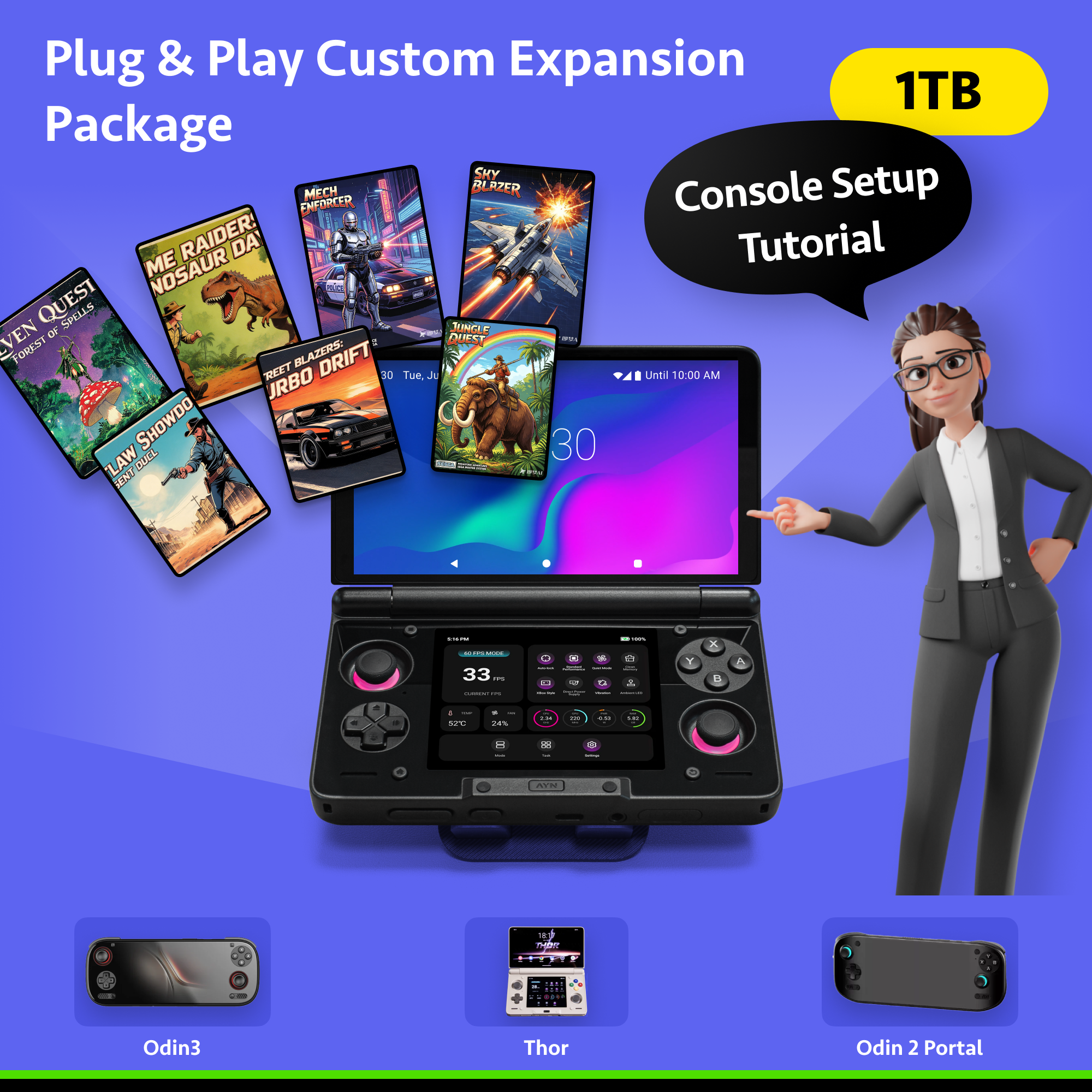 512GB Plug & Play Custom Expansion Package (Pre-Configured System) For AYN Thor / AYN Odin 2 Portal / AYN Odin 3 (No Console)