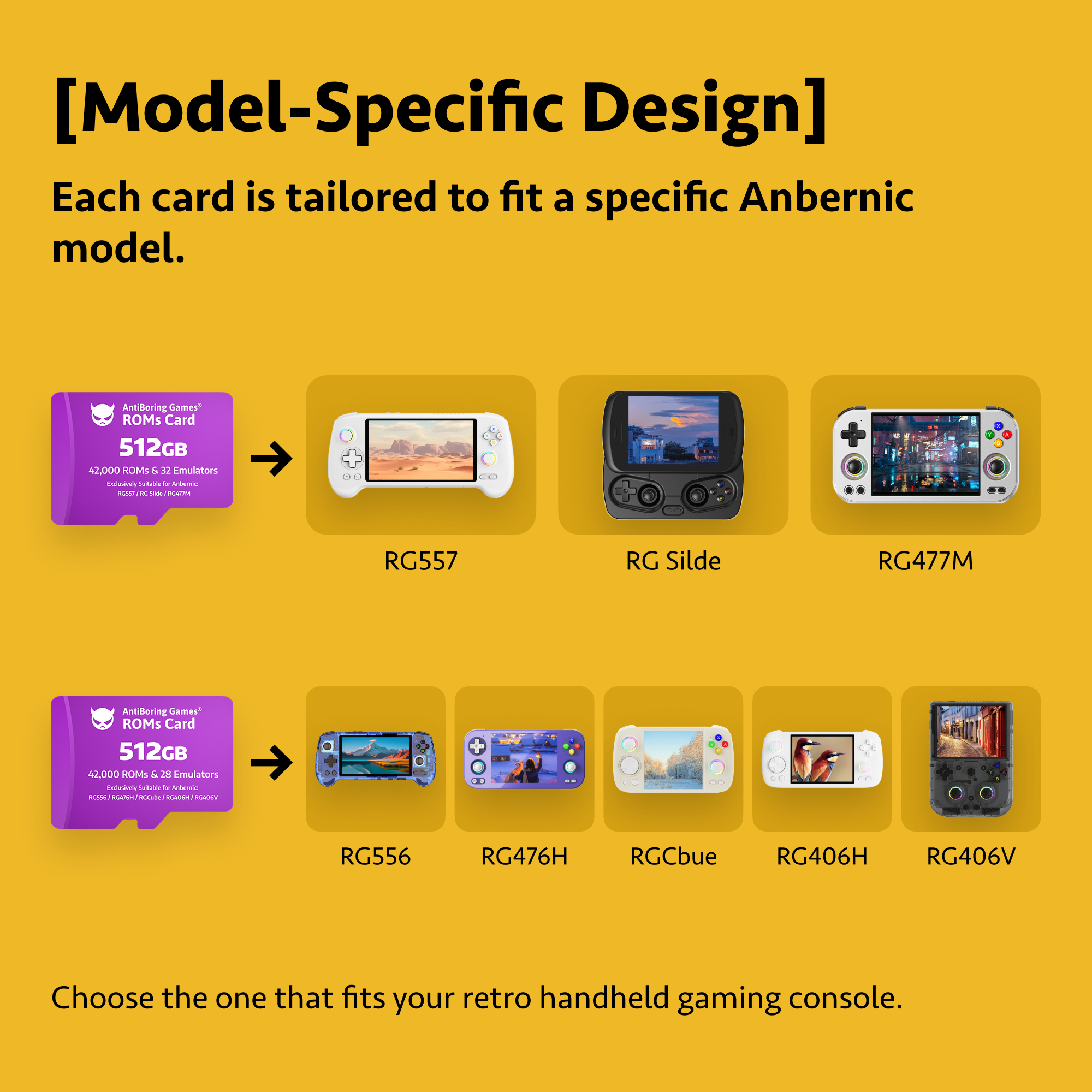 [Super Games Card] 512GB For: RG557 / RGSlide / RG477M / RG556 / RG476H / RG406HV 42000 Games & 28 Emulators Pre-installed