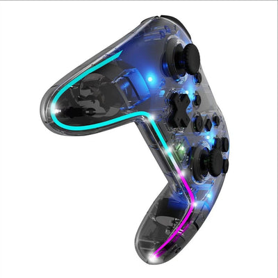 Controlador LED Interruptor de deslumbramiento transparente Mando inalámbrico Bluetooth para juegos despierta y vibra Mando pro Compatible con todas las consolas de juegos Anbernic y PC/Switch/Steam etc. dualsenseedgecontroller