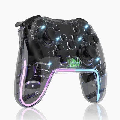 Controlador LED Interruptor de deslumbramiento transparente Mando inalámbrico Bluetooth para juegos despierta y vibra Mando pro Compatible con todas las consolas de juegos Anbernic y PC/Switch/Steam etc. dualsenseedgecontroller