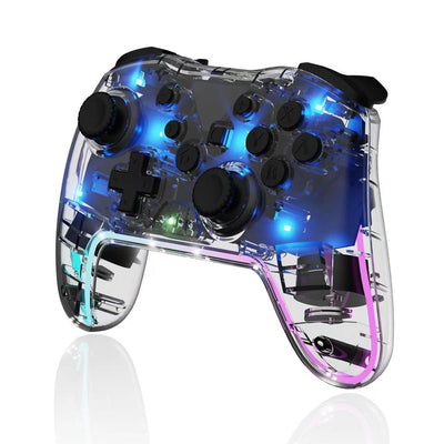 Controlador LED Interruptor de deslumbramiento transparente Mando inalámbrico Bluetooth para juegos despierta y vibra Mando pro Compatible con todas las consolas de juegos Anbernic y PC/Switch/Steam etc. dualsenseedgecontroller
